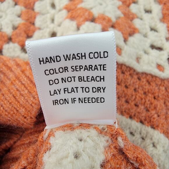 BiBi Short Puff Sleeve Retro Boho Orange Crochet Sweater Sz S NEW Cottagecore - Picture 10 of 10